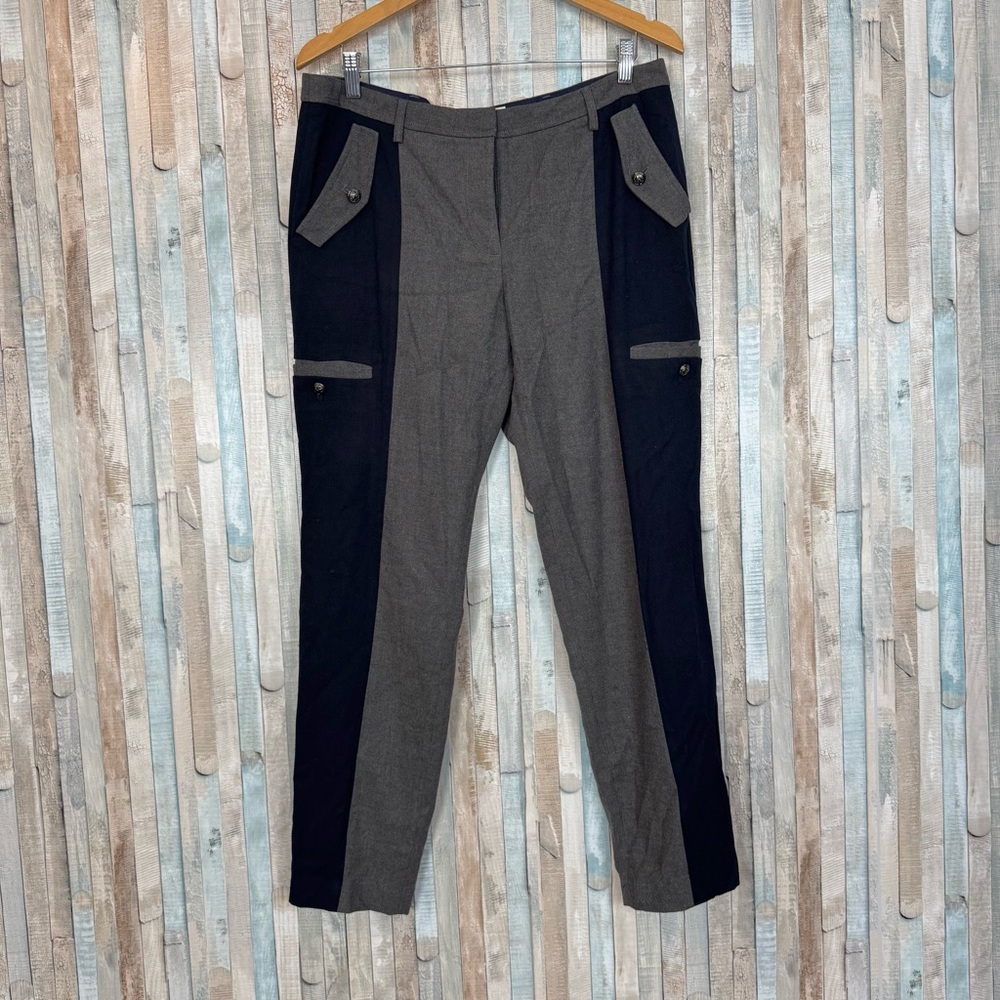 Anthropologie 12 Military Pants Trousers Navy & Gray‎ Career Leifsdottir $198